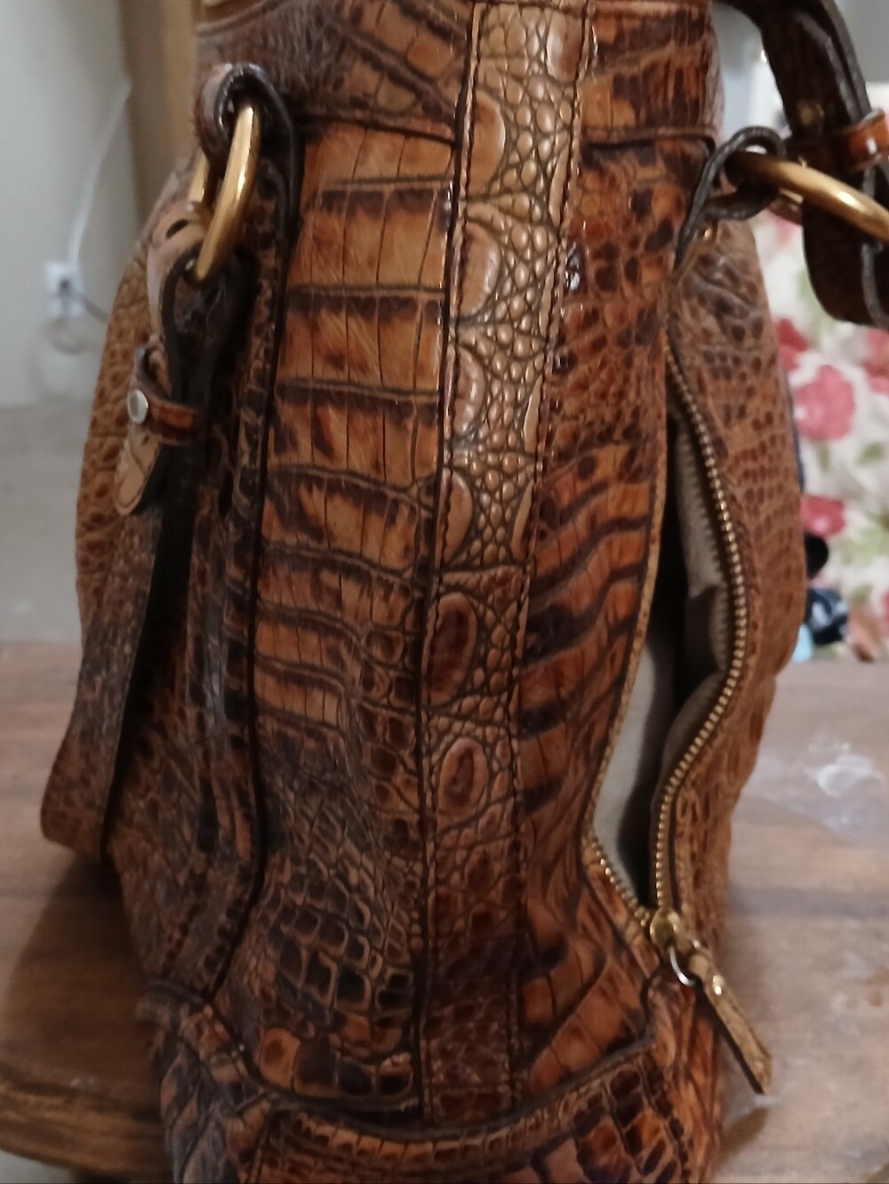 Brahmin Brown Croc-Embossed Satchel - Picture 14 of 16